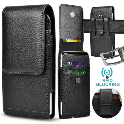 Cell Phone Holster Pouch Leather Wallet Case with Belt Loop for iphone Samsung - Place Wireless