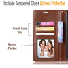 For Samsung Galaxy A11 Case, Premium Leather Wallet + Tempered Glass Protector