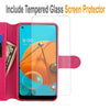 For Samsung Galaxy A11 Case, Premium Leather Wallet + Tempered Glass Protector