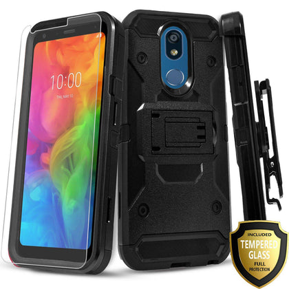 For LG Aristo 4 Plus , Tribute Royal , Arena 2 , Escape Plus , K30 (2019), LG Prime 2
 Hybrid Belt Clip Cover + Tempered Glass Protector - Place Wireless
