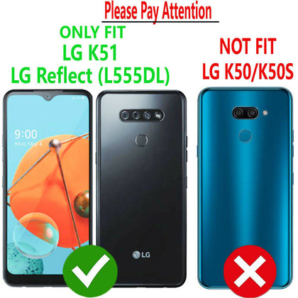 For LG K51 Phone Case, Ring Kickstand Cover + Tempered Glass Screen Protector - Place Wireless