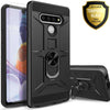 For LG K51 Phone Case, Ring Kickstand Cover + Tempered Glass Screen Protector