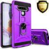 For LG K51 Phone Case, Ring Kickstand Cover + Tempered Glass Screen Protector