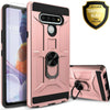 For LG K51 Phone Case, Ring Kickstand Cover + Tempered Glass Screen Protector