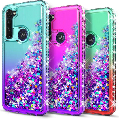 For Motorola Moto G Stylus Case, Glitter Bling Cover+ Tempered Glass Protector - Place Wireless