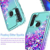 For Samsung Galaxy A11 Case, Liquid Glitter Bling + Tempered Glass Protector