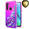 For Samsung Galaxy A11 Case, Liquid Glitter Bling + Tempered Glass Protector