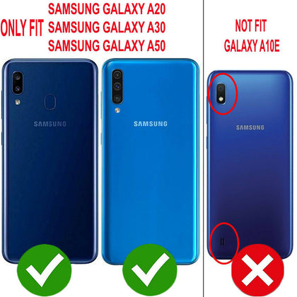 For SAMSUNG GALAXY A20 A50 Full Cover Belt Clip Case + Tempered Glass Protector - Place Wireless