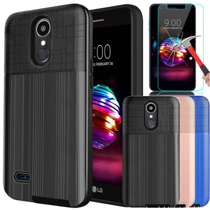 For LG K30, LG Harmony 2, LG Phoenix Plus, LG Premier Pro LTE, LG L413 LG K10/K10+/K10α 2018, LG Xpression Plus Phone Case PC Cover +Glass Screen Protector - Place Wireless
