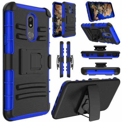 For LG Stylo 4/4 Plus Hybrid Armor Belt Clip Holster Kickstand Phone Case Cover - Place Wireless