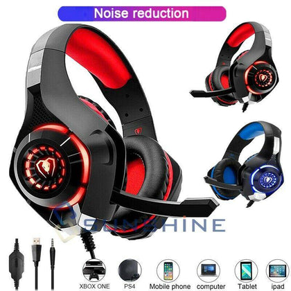 Super Bass Wired Gaming 3.5mm Headphones Hi-Fi Stereo Earphones Headsets Mic - Place Wireless