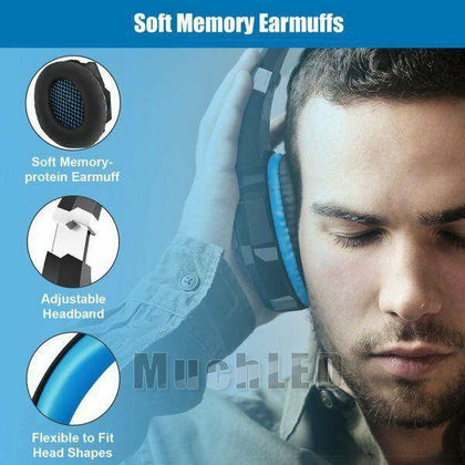 Super Bass Wired Gaming 3.5mm Headphones Hi-Fi Stereo Earphones Headsets Mic - Place Wireless