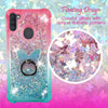 For Samsung Galaxy A11, Liquid Glitter Bling Clear Protective Case Ring Stand