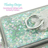 For Samsung Galaxy A11, Liquid Glitter Bling Clear Protective Case Ring Stand