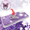 For Samsung Galaxy A11, Liquid Glitter Bling Clear Protective Case Ring Stand