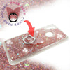 For Samsung Galaxy A11, Liquid Glitter Bling Clear Protective Case Ring Stand