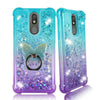 For LG Aristo 4 Plus , Tribute Royal , Arena 2 , Escape Plus , K30 (2019), LG Prime 2 Liquid Glitter Rubber Clear Case Cover Ring Stand