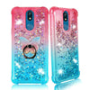 For LG Aristo 4 Plus , Tribute Royal , Arena 2 , Escape Plus , K30 (2019), LG Prime 2 Liquid Glitter Rubber Clear Case Cover Ring Stand