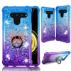 For LG V50, V50 ThinQ 5G Liquid Quicksand Glitter Soft Rubber Bling Case Cover w Ring