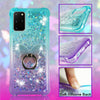 For Galaxy A51 5G, A71 5G, Liquid Glitter Bling Bumper Case Clear + Phone Ring