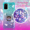 For Galaxy A51 5G, A71 5G, Liquid Glitter Bling Bumper Case Clear + Phone Ring