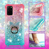 For Galaxy A51 5G, A71 5G, Liquid Glitter Bling Bumper Case Clear + Phone Ring