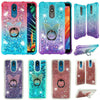 For LG Aristo 4 Plus , Tribute Royal , Arena 2 , Escape Plus , K30 (2019), LG Prime 2 Liquid Glitter Rubber Clear Case Cover Ring Stand