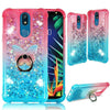 For LG Aristo 4 Plus , Tribute Royal , Arena 2 , Escape Plus , K30 (2019), LG Prime 2 Liquid Glitter Rubber Clear Case Cover Ring Stand