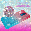 For LG Aristo 4 Plus , Tribute Royal , Arena 2 , Escape Plus , K30 (2019), LG Prime 2 Liquid Glitter Rubber Clear Case Cover Ring Stand