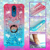 For LG Aristo 4 Plus , Tribute Royal , Arena 2 , Escape Plus , K30 (2019), LG Prime 2 Liquid Glitter Rubber Clear Case Cover Ring Stand