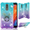 For LG Aristo 4 Plus , Tribute Royal , Arena 2 , Escape Plus , K30 (2019), LG Prime 2 Liquid Glitter Rubber Clear Case Cover Ring Stand