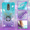 For LG Aristo 4 Plus , Tribute Royal , Arena 2 , Escape Plus , K30 (2019), LG Prime 2 Liquid Glitter Rubber Clear Case Cover Ring Stand