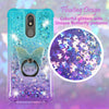 For LG Aristo 4 Plus , Tribute Royal , Arena 2 , Escape Plus , K30 (2019), LG Prime 2 Liquid Glitter Rubber Clear Case Cover Ring Stand