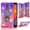 For LG Aristo 4 Plus , Tribute Royal , Arena 2 , Escape Plus , K30 (2019), LG Prime 2 Liquid Glitter Rubber Clear Case Cover Ring Stand