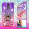 For LG Aristo 4 Plus , Tribute Royal , Arena 2 , Escape Plus , K30 (2019), LG Prime 2 Liquid Glitter Rubber Clear Case Cover Ring Stand