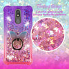 For LG Aristo 4 Plus , Tribute Royal , Arena 2 , Escape Plus , K30 (2019), LG Prime 2 Liquid Glitter Rubber Clear Case Cover Ring Stand