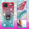 For LG K92 (5G) - Liquid Glitter Bling Clear Protective Case Cover + Ring Stand