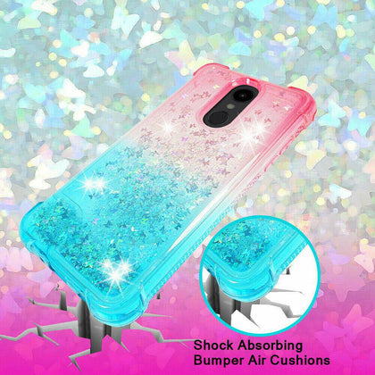 For LG Stylo 4| 4 Plus| Liquid Glitter Rubber Clear Phone Case Cover - Place Wireless