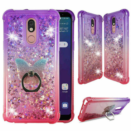 For LG Stylo 5, 5 Plus, 5v| Liquid Glitter Rubber Clear Phone Case Cover - Place Wireless