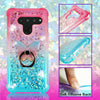 For LG V50, V50 ThinQ 5G Liquid Quicksand Glitter Soft Rubber Bling Case Cover w Ring