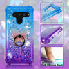 For LG V50, V50 ThinQ 5G Liquid Quicksand Glitter Soft Rubber Bling Case Cover w Ring