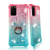 For Galaxy A51 5G, A71 5G, Liquid Glitter Bling Bumper Case Clear + Phone Ring