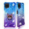 For Samsung Galaxy A12 2021- Liquid Glitter Bling Case Cover Phone Ring Stand