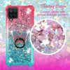 For Samsung Galaxy A12 2021- Liquid Glitter Bling Case Cover Phone Ring Stand