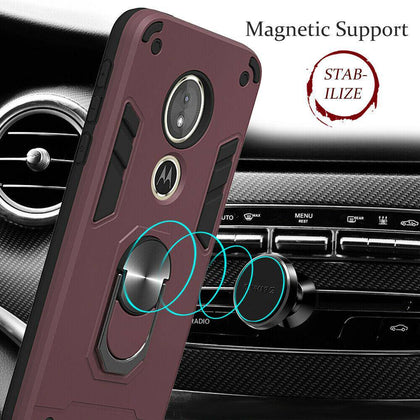 For Motorola Moto G6 / G6 Play / G6 Forge /G6 Plus Armor Ring Stand TPU Case Cover - Place Wireless