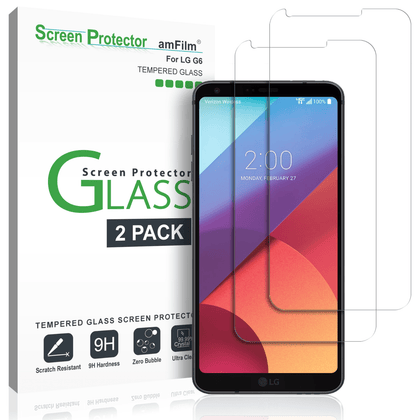 LG G6 amFilm Premium Full Cover Tempered Glass Screen Protector (2 Pack) - Place Wireless