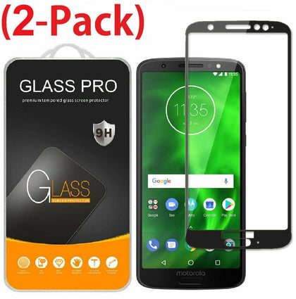[2-PACK] FULL COVER Screen Protector Tempered Glass For Motorola Moto G6