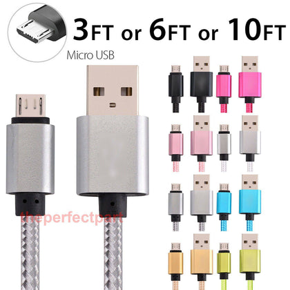 3/6/10FT Micro USB Fast Charger Data Sync Cable Cord For Samsung HTC Android LG - Place Wireless