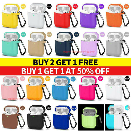 For AirPods Silicone Case + Keychain Protective Cover Skin For AirPod Case 2 & 1 - Place Wireless
