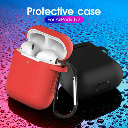 For AirPods Silicone Case + Keychain Protective Cover Skin For AirPod Case 2 & 1 - Place Wireless